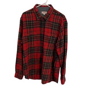 Wallace & Barnes Flannel Shirt Mens XL Red Black Plaid Heavy Outdoor Cabin